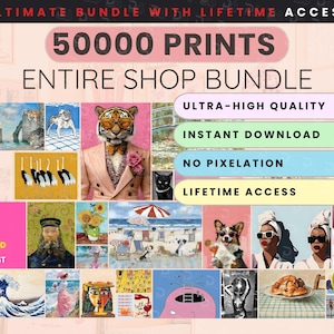 GANZER SHOP-VERKAUF, Mega Wandkunst-Set, druckbare Maximalist-Galerie, trendige ästhetische Vintage-Drucke, vielseitige Poster sofort digitaler Download