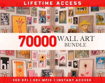WHOLE SHOP SALE 70000 Mega Wall Art Set, Printable Maximalist Gallery, Trendy Aesthetic Prints, Eclectic Posters Instant Digital Download
