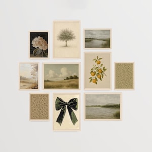 Neutral Muted Vintage Prints Wall Set of 10 Prints, Gallery Art Print Bundle, Country Decor, Farmhouse Bedroom Wall Art Digital Download