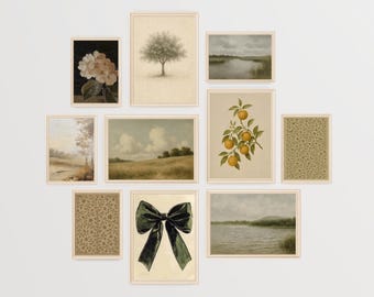 Neutrale vintage kunstprintgalerij wandset (digitale download)