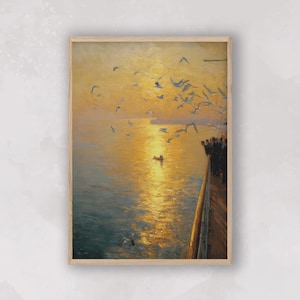 Vintage Sailboat Painting: Summer Seascape Art Print (Digital Download)