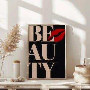 Beauty Kiss Wall Art Print Vintage Bar Cart Retro Aesthetic Kitchen Decor Poster Apartment Funky Decor Instant Printable Digital Download
