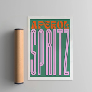 Aperol Spritz cocktailkunstdruk, cocktailkunstposter, retro drankje poster minimalistisch, trendy grote muur kunst barwagen kunst decor afdrukbare