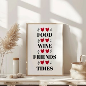 Good Food Print Retro Home Bar Decor Vintage Bar Print Cart Wine Poster Retro Wall Art Fun kitchen art Aesthetic wall art Apartment Decor