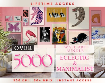 Impressões de arte de parede de galeria eclética: decoração retrô maximalista (download digital)