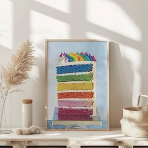 Colored Birthday Cake Wall Art Therapy Print Vintage Bar Cart  Retro Wall Art Aesthetic Kitchen Decor Poster College Apartment Decor Funky