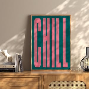 Chill Motivational Wall Art Print Vintage Bar Cart Retro Aesthetic Kitchen Decor Poster Apartment Decor Instant Printable Digital Download