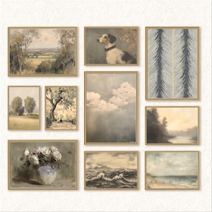 Neutrale vintage boerderij galerij muur set van 10 prenten, bundel galerie kunst afdrukken, lente land decor slaapkamer muur kunst digitale download