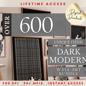 Dark Modern Gallery Wall Art Set, Eklektische Drucke (Digitaler Download)