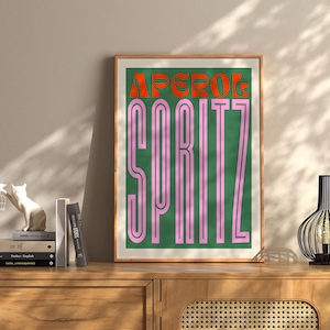 Aperol Spritz Cocktail Art Print, Retro Drink Poster, Minimalist Modern Wall Art,Large Cocktail Wall Art Instant Printable Wall Art