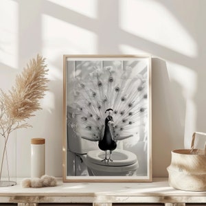 Peacock Spreading Its Tail Print Vintage Bar Cart Retro Wall Art Newspaper Headline Poster College Apartment Decor Funky Modern Wall Decor