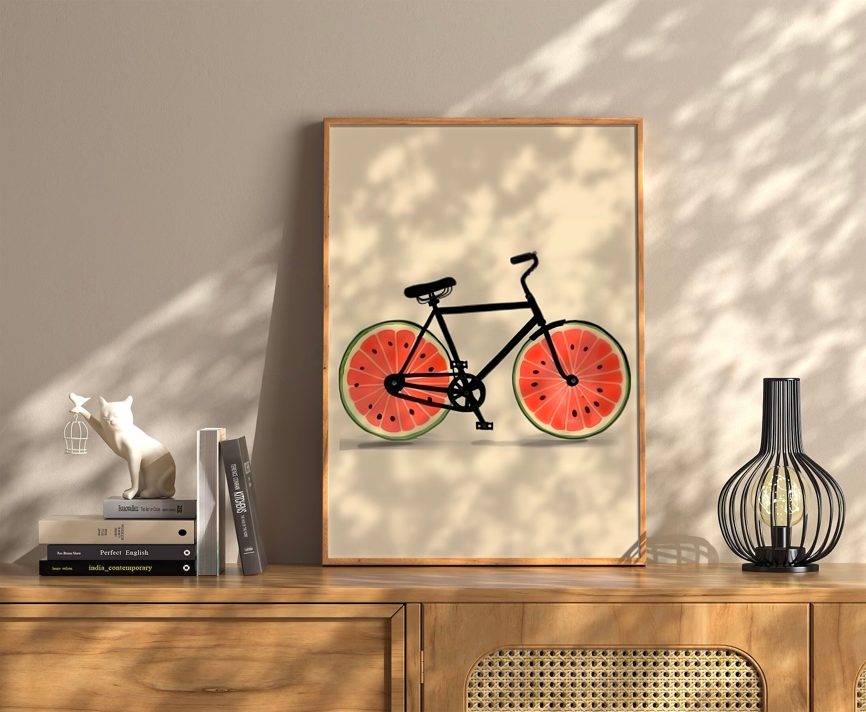 Watermelon Bicycle Wall Art Therapy Print Vintage Bar Cart Retro Wall Art Aesthetic Kitchen Decor Poster College Apartment Decor Funky Etsy UK