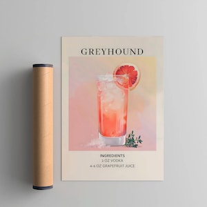 Greyhound Cocktail Art Print, Retro Drink Poster, Minimalist Modern Wall Art,Large Cocktail Frame Wall Art Instant Printable Wall Art