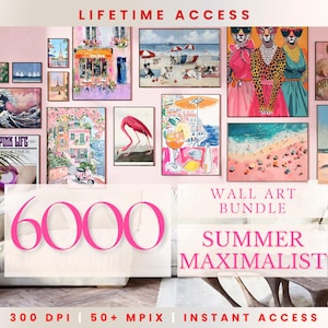 6000 SUMMER MAXIMALIST BUNDLE Wand Kunst Set druckbare Galerie trendige Vintage ästhetische Drucke Eklektische Poster sofortiger digitaler Download