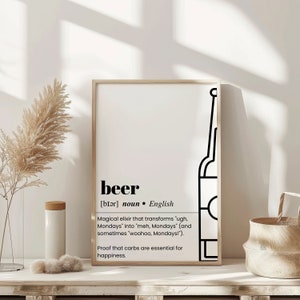 Beer Definition Print, Bar Cart Decor, Fun Kitchen art Aesthetic Wall Art Bar Printable Wall Art Dictionary Meaning Digital Download