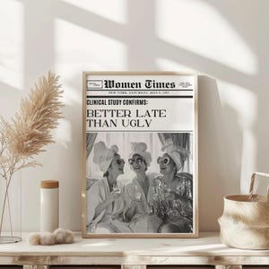 Trendy New York Newspaper Headline Poster Vintage Bar Cart Print Retro Decor Apartment Funky Wall Art Instant Printable Digital Download