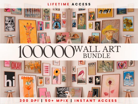 WHOLE SHOP SALE 100000 Mega Wall Art Set, Printable Maximalist Gallery, Trendy Aesthetic Prints, Eclectic Posters Instant Digital Download