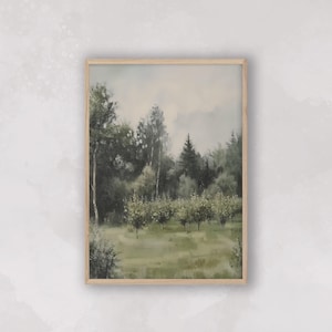 Cozy Landscape Printable Wall Art, Vintage Print Country Painting, Digital Download, Cottagecore Eclectic Poster, Trendy Apartment Decor