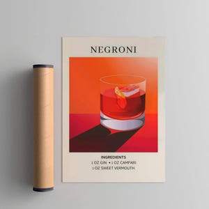 Nergoni Cocktail Art Print, Cocktail Art Poster, Retro Drink Poster Minimalist, Trendy Large Wall Art Bar Cart Art Decor Printable