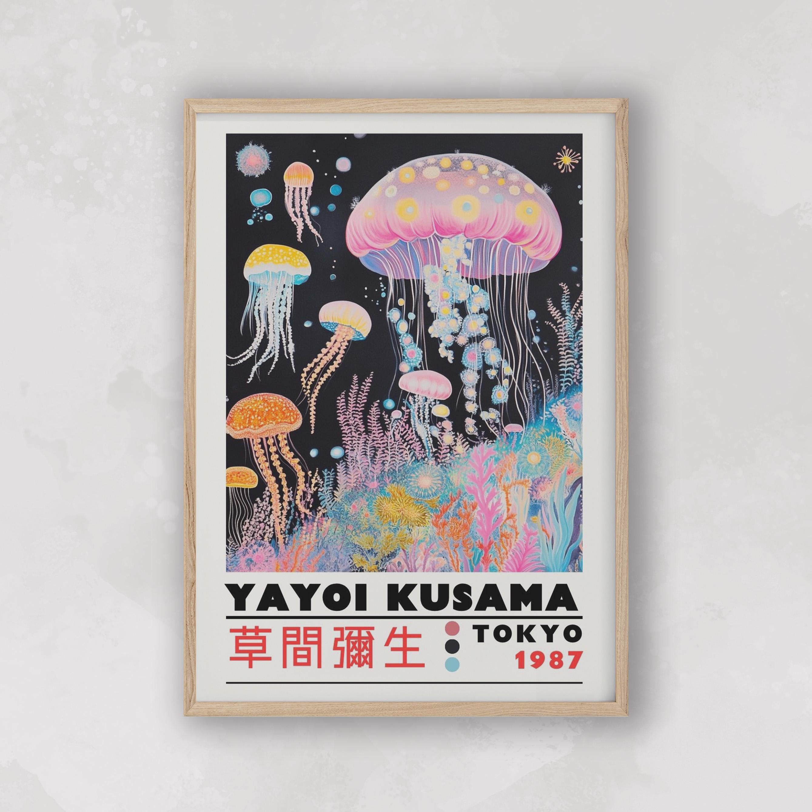 Yayoi Kusama Inspired Poster, Japandi Yayoi Kusama Style