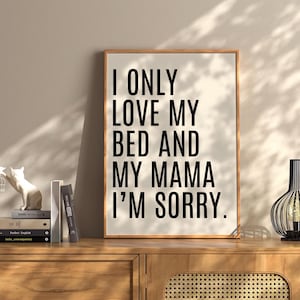 Love My Bed My Mama Art Print Vintage Bar Cart Retro Aesthetic Kitchen Decor Poster Apartment Funky Decor Instant Printable Digital Download