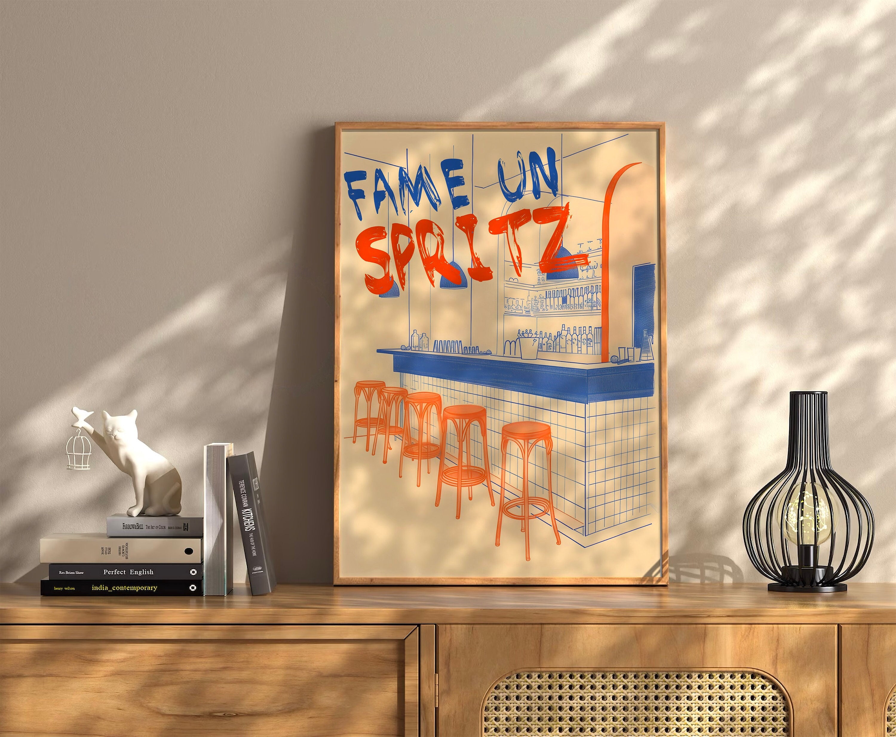 Aperol Spritz Cocktail Art Print, Retro Drink Poster, Minimalist Modern Wall Art,Large Cocktail Wall Art Instant Printable Digital Download