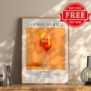 Aperol Spritz Cocktail Kunstdruck, Cocktail Kunst Poster, Retro Drink Poster Minimalistische große Wandkunst Bar Art Decor druckbare digitaler Download