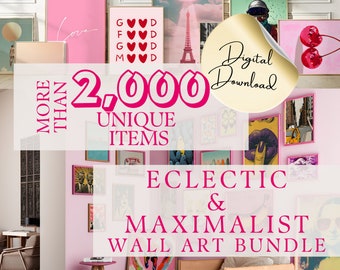 Mais de 2.000 impressões de arte de parede de galeria eclética maximalista (download digital)