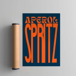 Aperol Spritz Cocktail Art Print, Cocktail Art Poster, Retro Drink Poster Minimalist, Trendy Large Wall Art Bar Cart Art Decor Printable