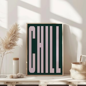 Chill Wall Art Print Vintage Bar Cart Retro Aesthetic Kitchen Decor Poster Apartment Funky Decor Instant Printable Digital Download