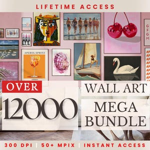 12 000 XXL MEGA BUNDLE Wand Kunst Set druckbare Maximalist Galerie Trendy Vintage Ästhetische Drucke Eklektische Poster Sofortiger digitaler Download