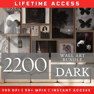 MEGA BUNDLE of Dark Gothic Modern Digitaldrucke Wand Kunst Set 2200 Vintage Wohnheim Wand Dekor Ästhetisches Plakat Bundle Sofortiger digitaler Download