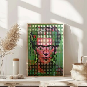 Frida Kahlo Dotted Wall Art Therapy Print Vintage Bar Cart  Retro Wall Art Aesthetic Kitchen Decor Poster College Apartment Decor Funky