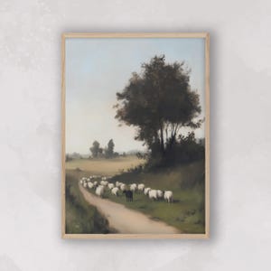 Cozy Landscape Printable Wall Art, Vintage Print Country Painting, Digital Download, Cottagecore Eclectic Poster, Trendy Apartment Decor