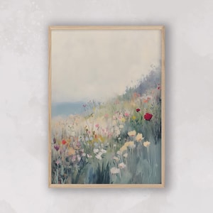 Cozy Landscape Printable Wall Art, Vintage Print Country Painting, Digital Download, Cottagecore Eclectic Poster, Trendy Apartment Decor