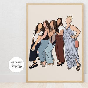 LAST MINUTE CADEAU aangepast portret Moederdag cadeau voor familie Afdrukken Gepersonaliseerde cadeau voor moeder cadeau Een lijntekening uit foto-illustratie