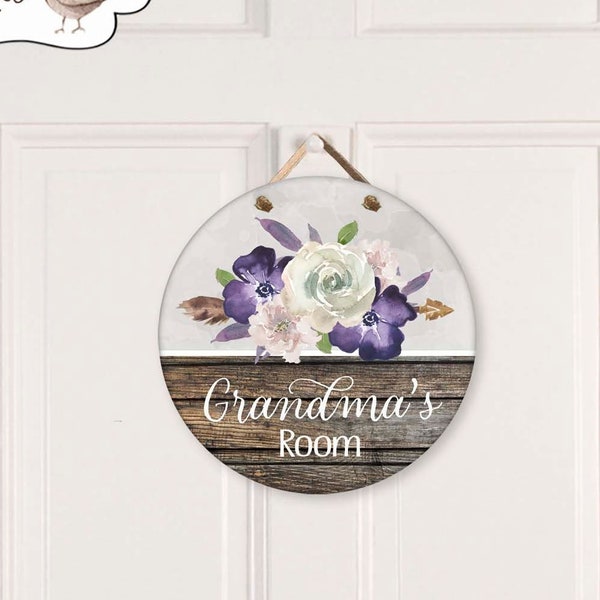 Floral Assisted Living Door Sign,  Personalized Round Apartment Sign, 12" Circle Sign,