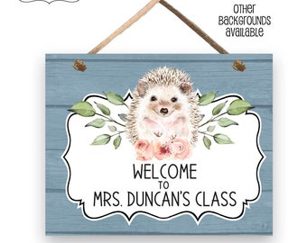 Hedgehog Classroom Door Sign | Personalized Teacher Gift |Farmhouse Inspired