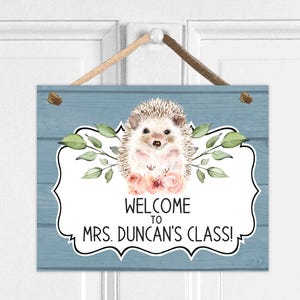 Teacher Door Sign Hedgehog Classroom Door Hanger Personalized Teacher Name Sign Gift for New Teacher Appreciation