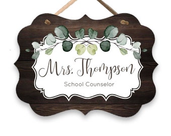 Custom Office Door Sign Farmhouse Eucalyptus