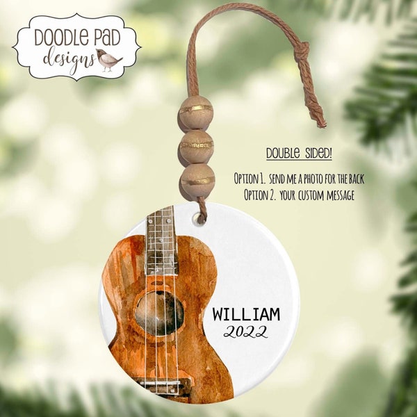 Guitar Ornament, Personalized Guitar Player Teacher Christmas Ornament, Custom Photo Ornament