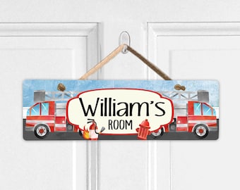 Personalized Firetruck Door Sign Custom Name Hanger Search and Rescue Room Decor