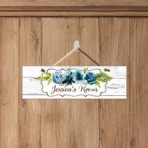 Girls Room Custom Door Sign Floral Nursery Decor Boho Name Sign bedroom Door Hanger Gift for Girls