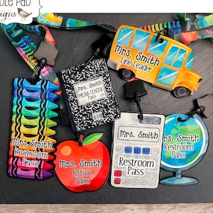 Personalized Hall Passes for Teachers, Teacher Appreciation Gift,  Laser Cut Classroom Decor