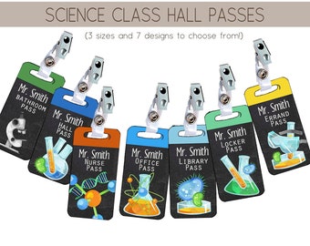 Personalized Science Class Hall Passes, Classroom Management Decor, Teacher Appreciation Gift