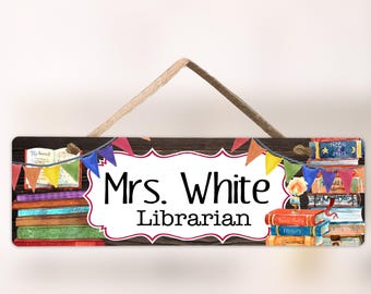 Library or Reading Nook Door Sign |  Personalized Librarian Office Sign