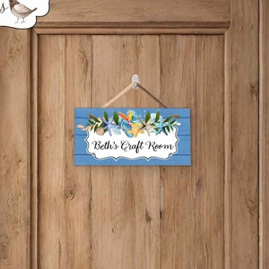Custom Craft Room Door Sign Beach Theme Sewing Room Decor Personalized Gift for Quilter