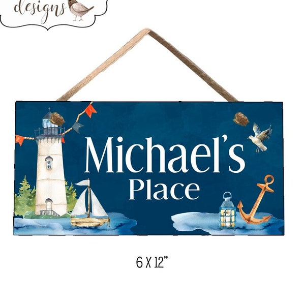 Nautical Lighthouse Door Sign, Assisted Living Room Sign, Beach Ocean Room Decor