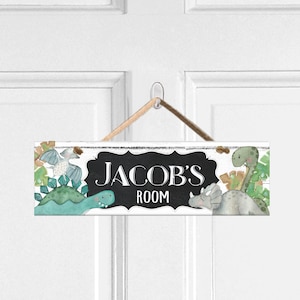 Custom Kids Door Sign Dinosaur Name Sign Nursery Wall Art