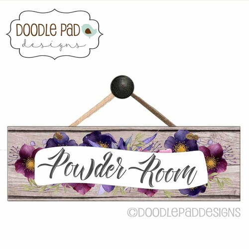 Powder Room Sign Wood Wall Art French Country Decor Etsy
